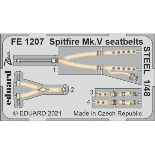 Spitfire Mk.V seatbelts STEEL 1/48 for EDUARD/SPECIAL HOBBY, 1/48 -...