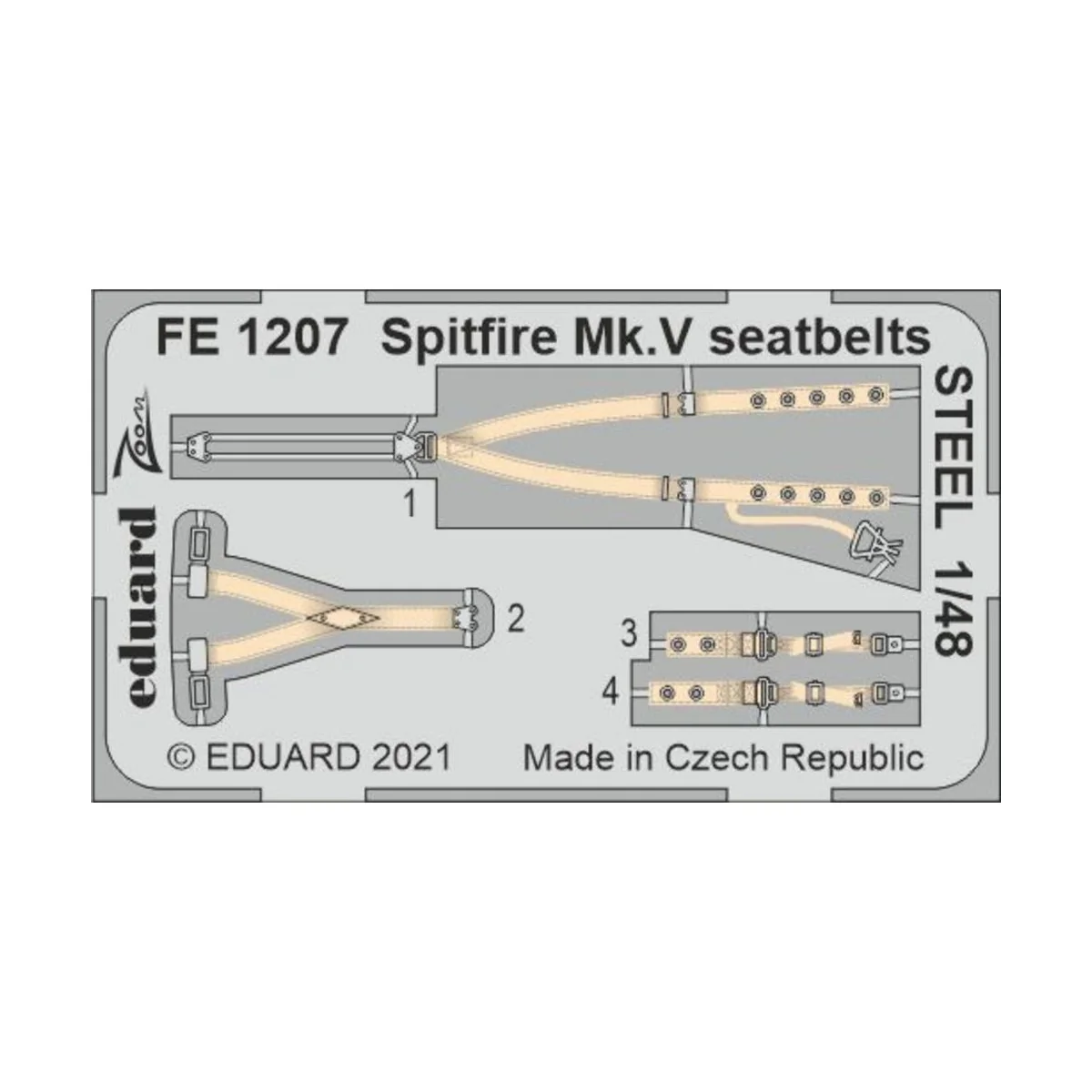 Spitfire Mk.V seatbelts STEEL 1/48 for EDUARD/SPECIAL HOBBY, 1/48 -...