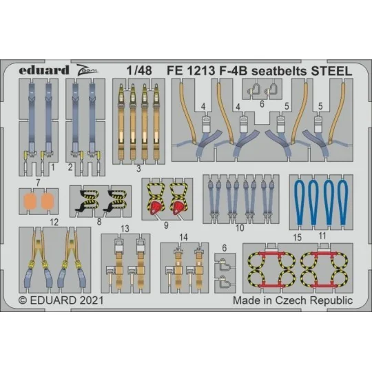 F-4B seatbelts STEEL 1/48 for TAMIYA, 1/48 - Eduard Accessories FE1213 F-4B seatbelts STEEL 1/48 for TAMIYA, 1/48 - Eduard Accessories FE1213