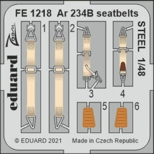 Ar 234B seatbelts STEEL 1/48 HASEGAWA/HOBBY 2000, 1/48 - Eduard Acc...