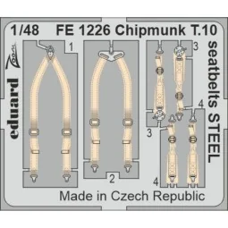 Chipmunk T.10 seatbelts STEEL for AIRFIX - Eduard Accessories FE1226