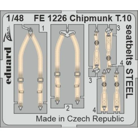 Chipmunk T.10 seatbelts STEEL for AIRFIX, 1/48 - Eduard Accessories...