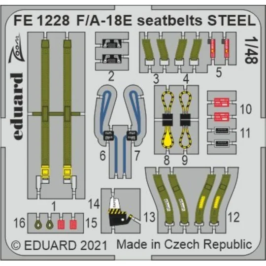 F/A-18E seatbelts STEEL for HOBBY BOSS - Eduard Accessories FE1228