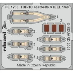 TBF-1C seatbelts STEEL, for ACADEMY, 1/48 - Eduard Accessories FE1233