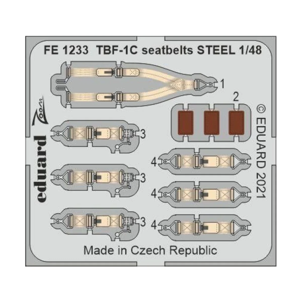 TBF-1C seatbelts STEEL, for ACADEMY - Eduard Accessories FE1233