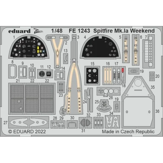 Spitfire Mk.Ia Weekend for EDUARD, 1/48 - Eduard Accessories FE1243