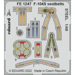 F-104S seatbelts STEEL for KINETIC - Eduard Accessories FE1247