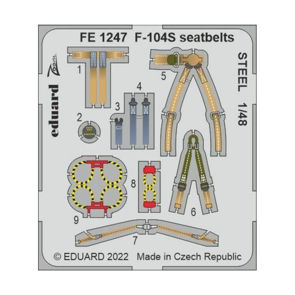 F-104S seatbelts STEEL for KINETIC, 1/48 - Eduard Accessories FE1247