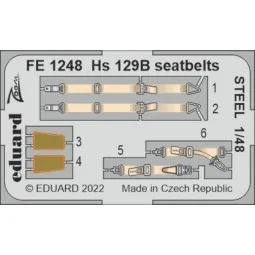 Hs 129B seatbelts STEEL for HOBBY 2000/HASEGAWA - Eduard Accessorie...