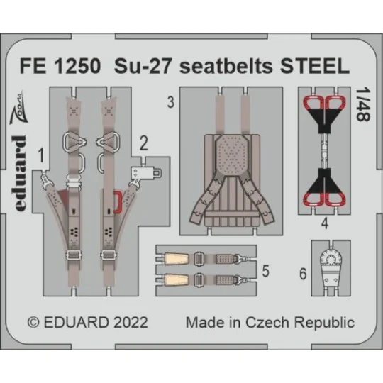 Su-27 seatbelts STEEL for GREAT WALL HOBBY, 1/48 - Eduard Accessori...