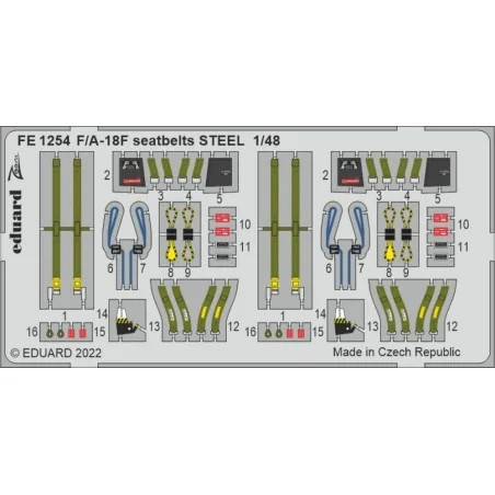 F/A-18F seatbelts STEEL for MENG, 1/48 - Eduard Accessories FE1254