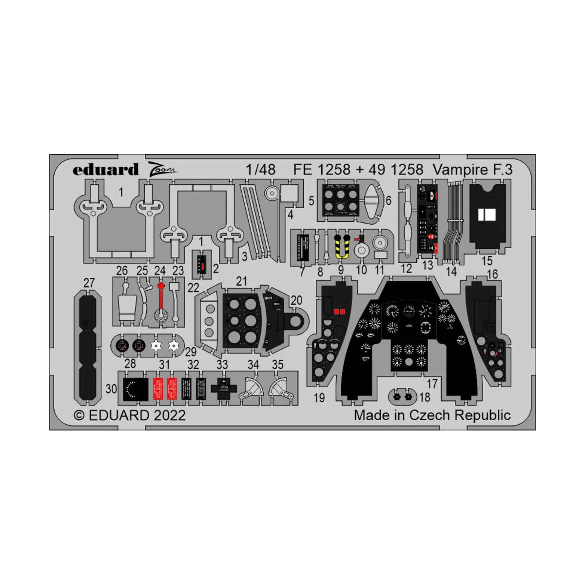 Vampire F.3 for AIRFIX, 1/48 - Eduard Accessories FE1258