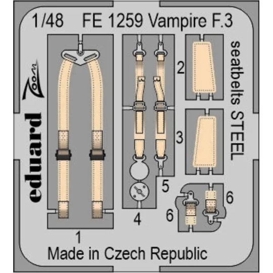 Vampire F.3 seatbelts STEEL for AIRFIX - Eduard Accessories FE1259