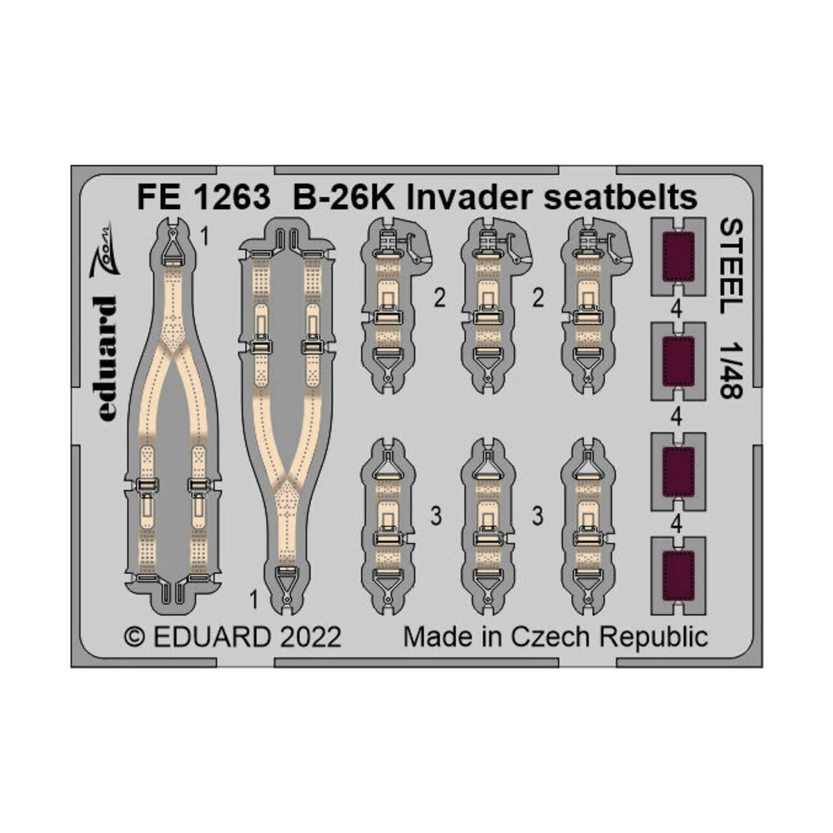 B-26K Invader seatbelts STEEL for ICM - Eduard Accessories FE1263
