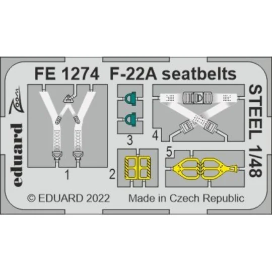 F-22A seatbelts STEEL 1/48 - Eduard Accessories FE1274