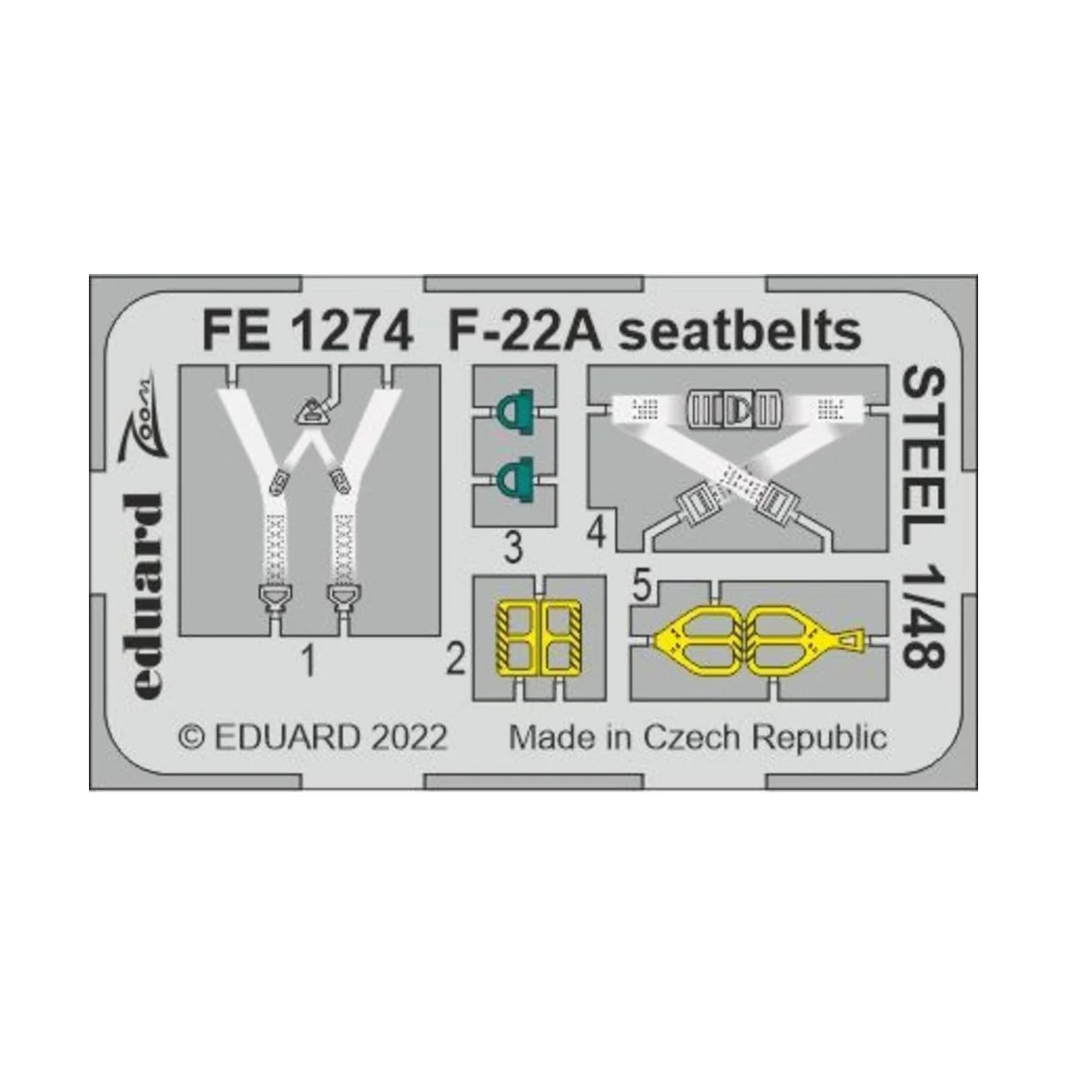 F-22A seatbelts STEEL, 1/48 - Eduard Accessories FE1274 F-22A seatbelts STEEL, 1/48 - Eduard Accessories FE1274
