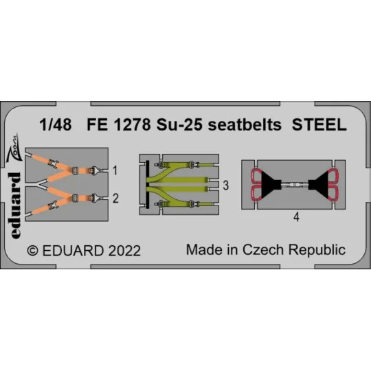 Su-25 seatbelts STEEL, 1/48 - Eduard Accessories FE1278 Su-25 seatbelts STEEL, 1/48 - Eduard Accessories FE1278