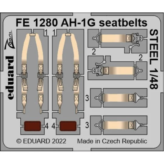 AH-1G seatbellts STEEL, 1/48 - Eduard Accessories FE1280
