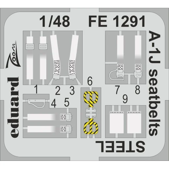 A-1J seatbelts STEEL, 1/48 - Eduard Accessories FE1291 A-1J seatbelts STEEL, 1/48 - Eduard Accessories FE1291