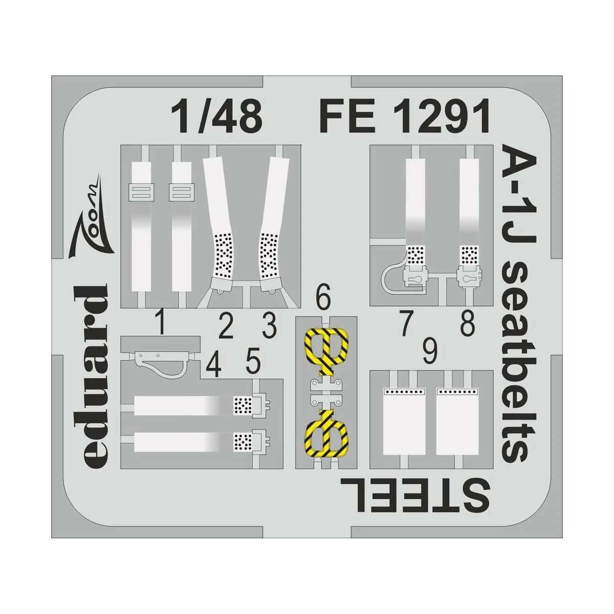 A-1J seatbelts STEEL, 1/48 - Eduard Accessories FE1291 A-1J seatbelts STEEL, 1/48 - Eduard Accessories FE1291