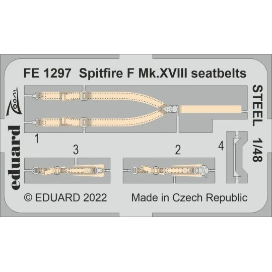 Spitfire F Mk.XVIII seatbelts STEEL - Eduard Accessories FE1297