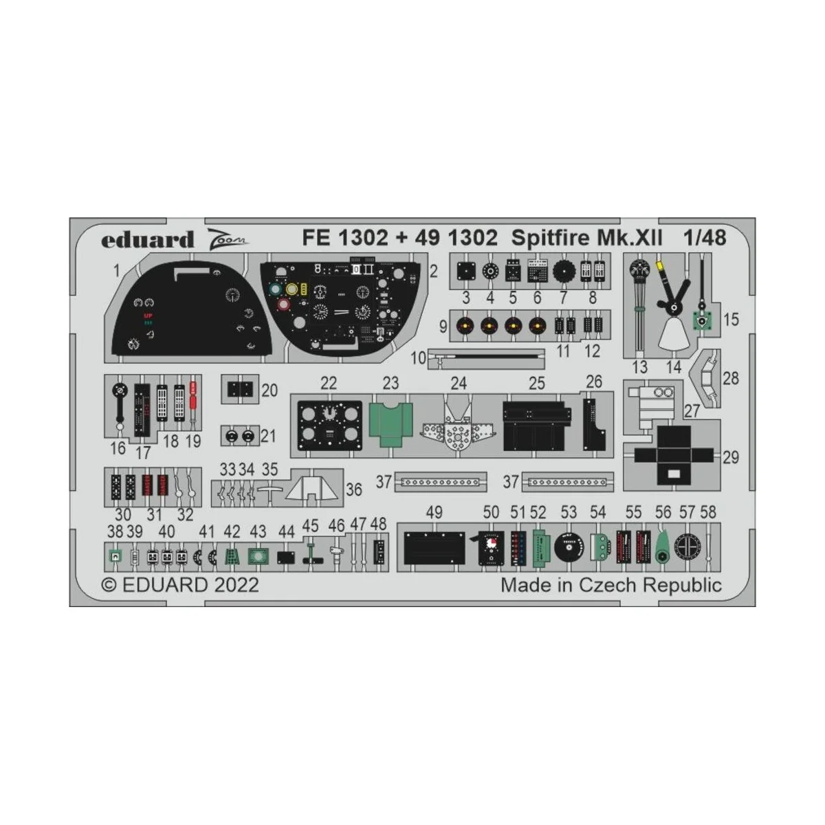 Spitfire Mk.XII for AIRFIX, 1/48 - Eduard Accessories FE1302