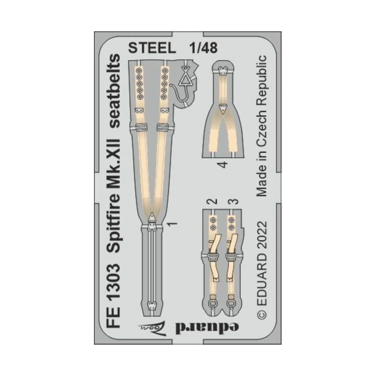 Spitfire Mk.XII seatbelts STEEL for AIRFIX, 1/48 - Eduard Accessori...