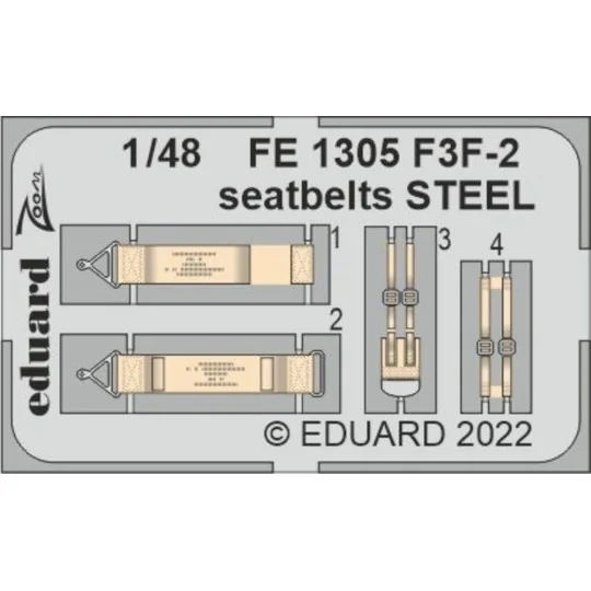 F3F-2 seatbelts STEEL for ACADEMY, 1/48 - Eduard Accessories FE1305