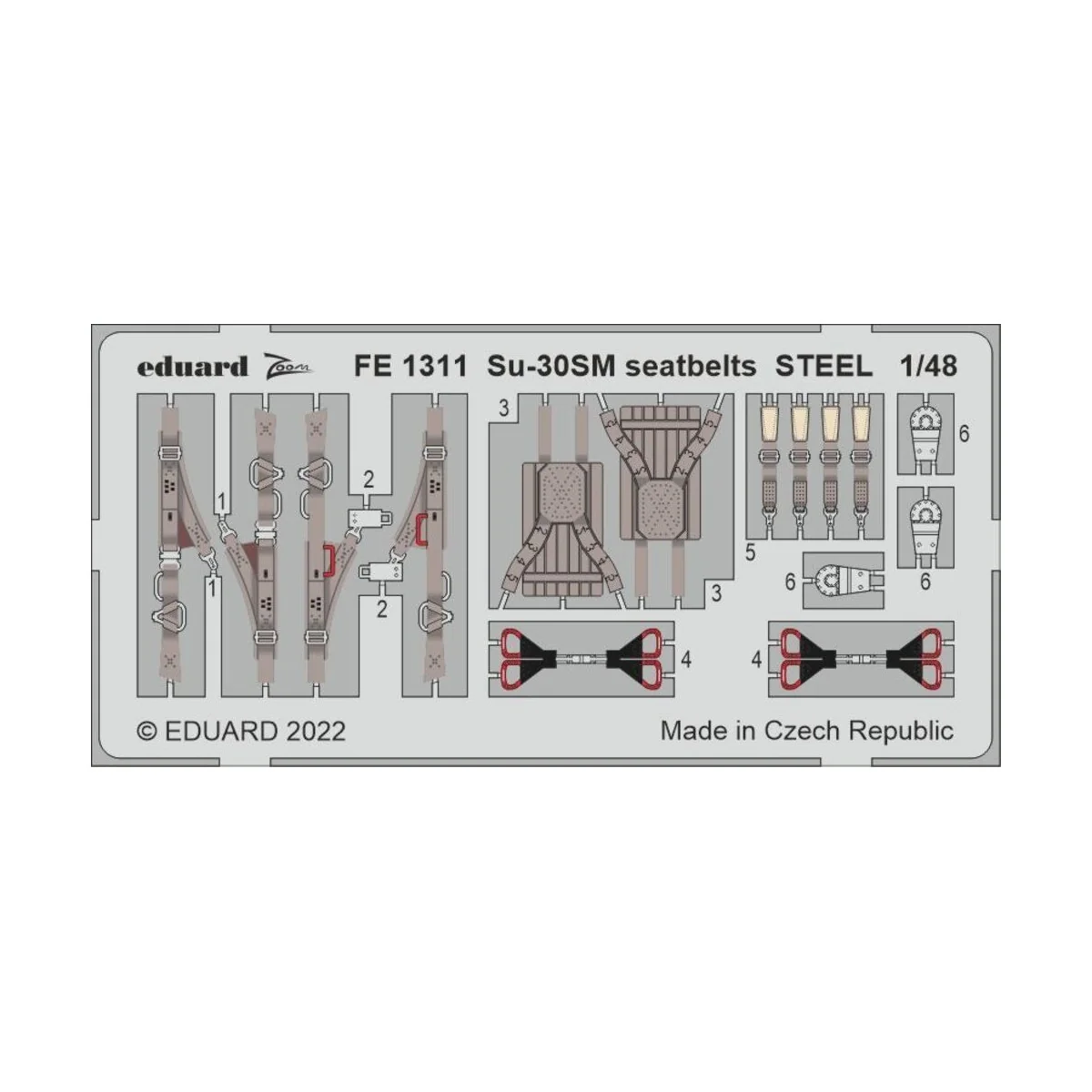 Su-30SM seatbelts STEEL for GREAT WALL HOBY, 1/48 - Eduard Accessor...