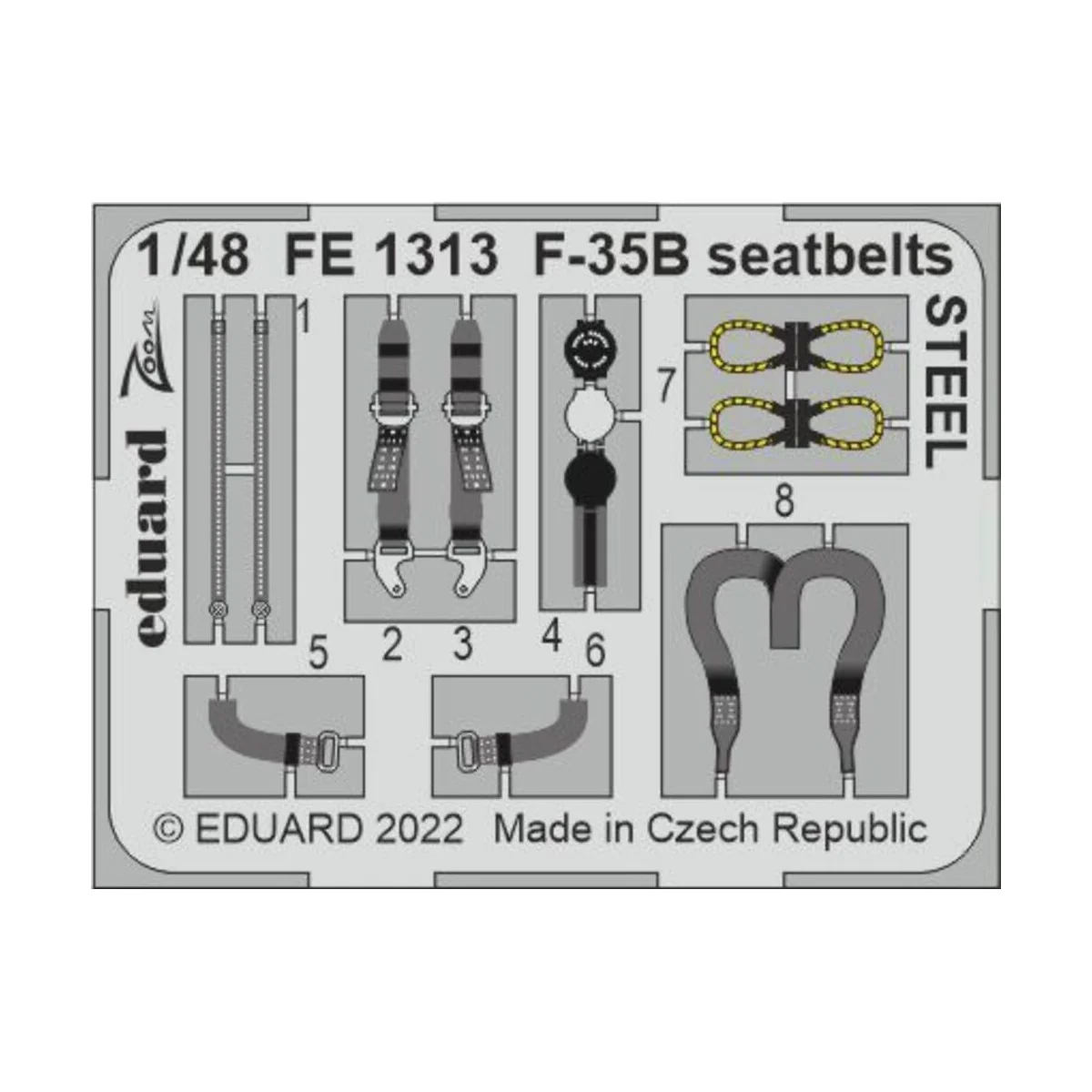 F-35B seatbelts STEEL for ITALERI, 1/48 - Eduard Accessories FE1313