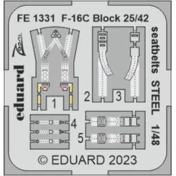 F-16C Block 25/42 seatbelts STEEL 1/48 for KINETIC - Eduard Accesso...