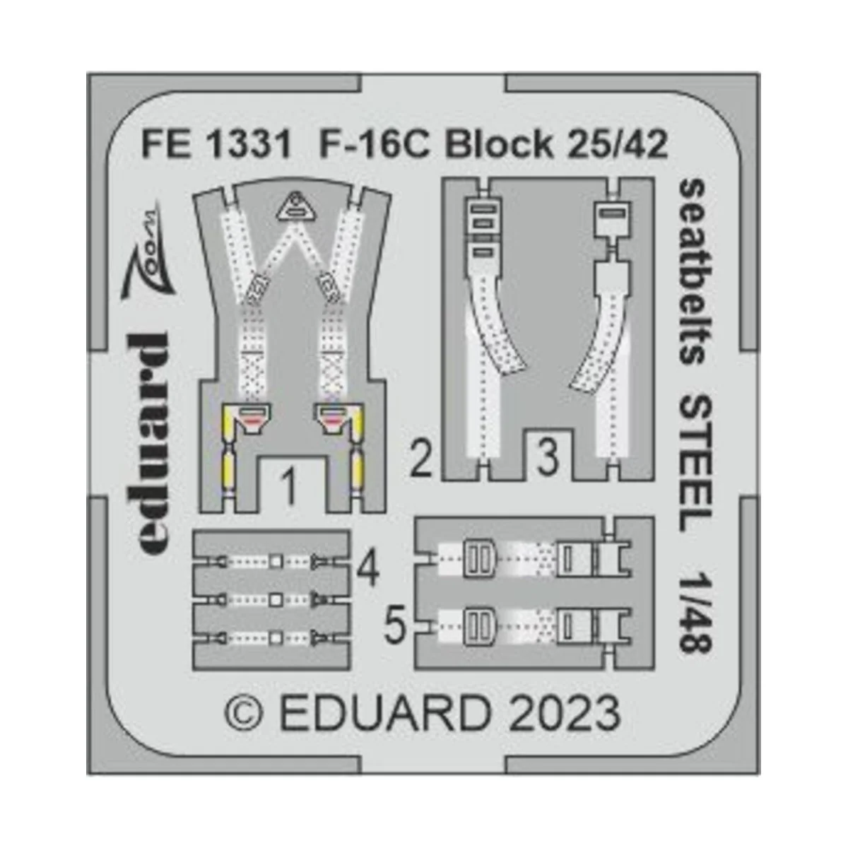 F-16C Block 25/42 seatbelts STEEL 1/48 for KINETIC - Eduard Accesso...