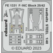 F-16C Block 25/42 seatbelts STEEL 1/48 for KINETIC - Eduard Accesso...