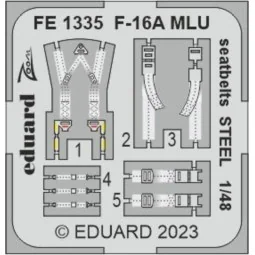 F-16A MLU seatbelts STEEL 1/48 KINETIC, 1/48 - Eduard Accessories F...