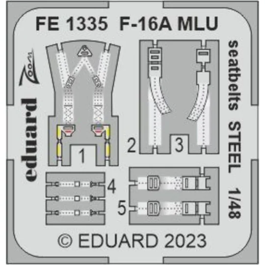F-16A MLU seatbelts STEEL 1/48 KINETIC, 1/48 - Eduard Accessories F...