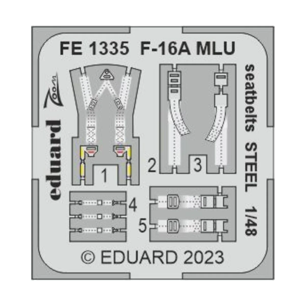 F-16A MLU seatbelts STEEL 1/48 KINETIC, 1/48 - Eduard Accessories F...