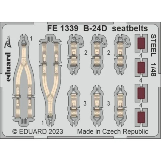 B-24D seatbelts STEEL 1/48 REVELL - Eduard Accessories FE1339