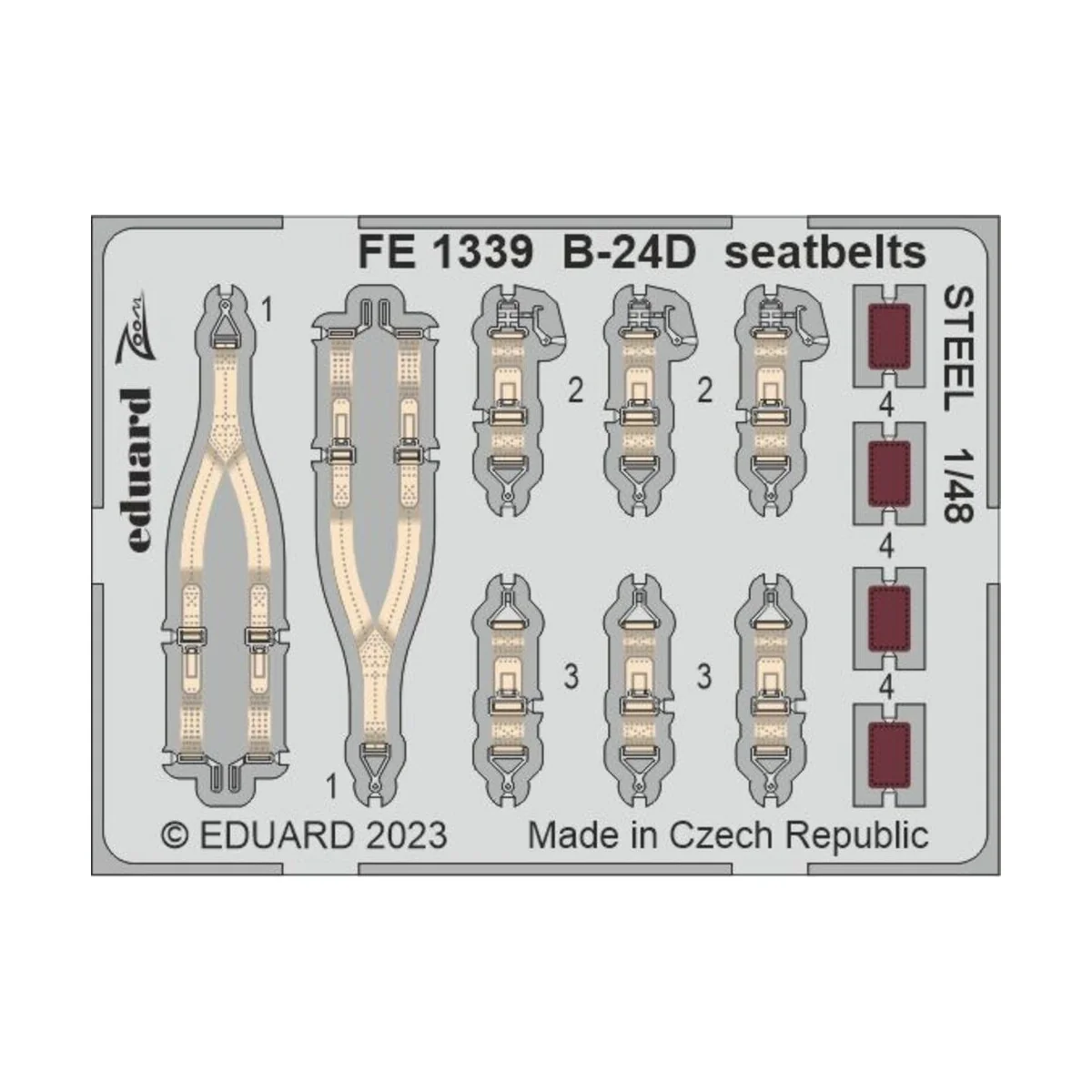 B-24D seatbelts STEEL 1/48 REVELL, 1/48 - Eduard Accessories FE1339 B-24D seatbelts STEEL 1/48 REVELL, 1/48 - Eduard Accessories FE1339