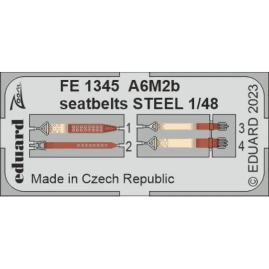 A6M2b seatbelts STEEL 1/48 ACADEMY, 1/48 - Eduard Accessories FE1345