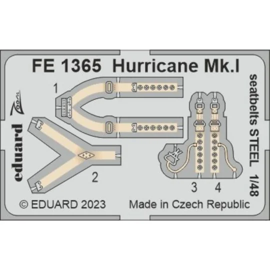 Hurricane Mk.I seatbelts STEEL 1/48 HOBBY BOSS - Eduard Accessories...
