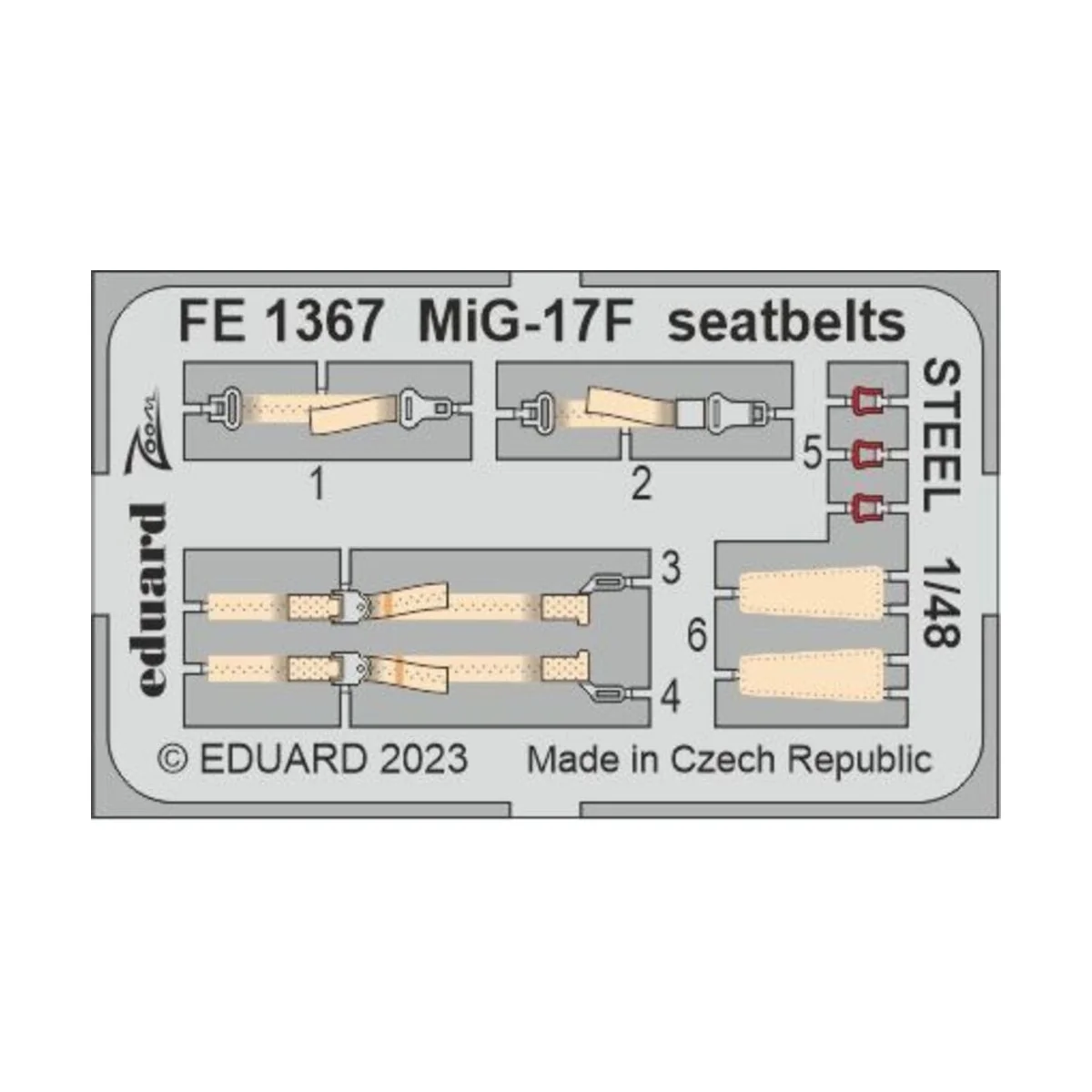 MiG-17F seatbelts STEEL 1/48 AMMO, 1/48 - Eduard Accessories FE1367