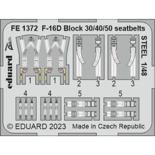 F-16D Block 30/40/50 seatbelts STEEL 1/48 KINETIC - Eduard Accessor...