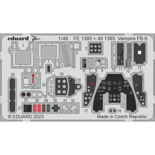 Vampire FB.9 1/48 AIRFIX - Eduard Accessories FE1385