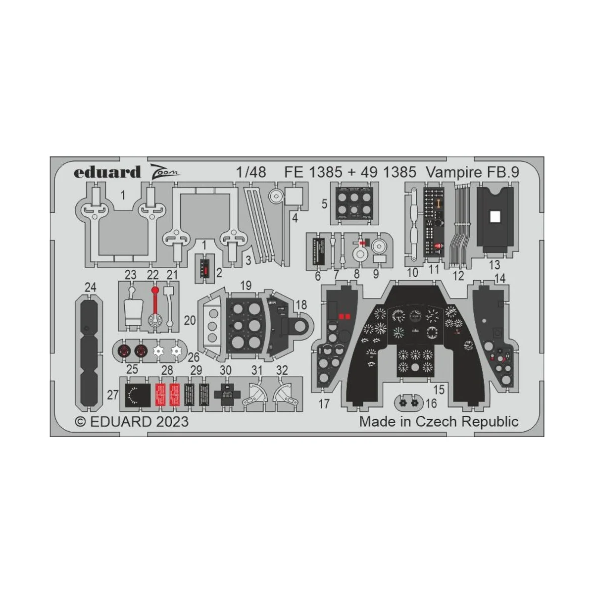 Vampire FB.9 1/48 AIRFIX, 1/48 - Eduard Accessories FE1385