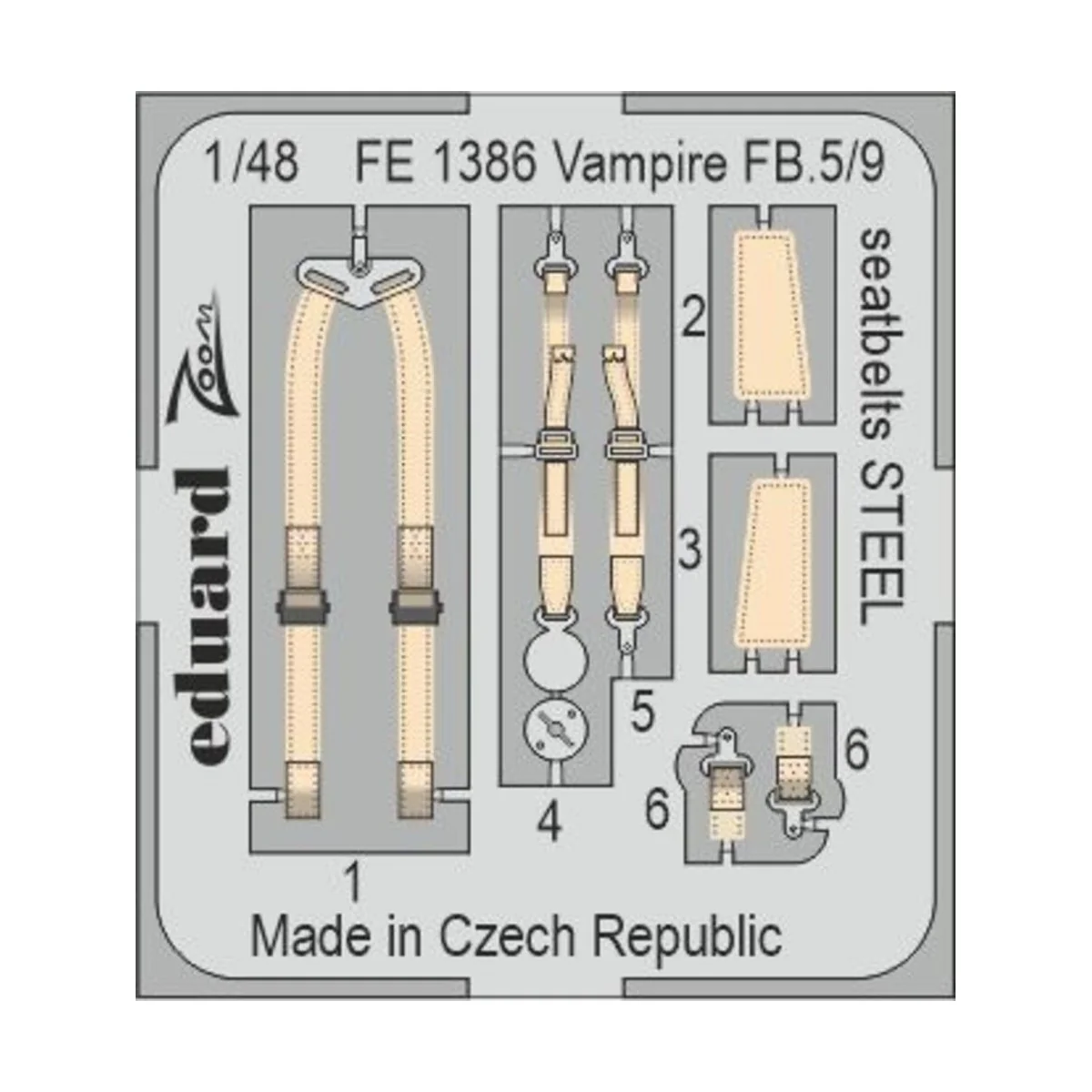 Vampire FB.5/9 seatbelts STEEL 1/48 AIRFIX - Eduard Accessories FE1386