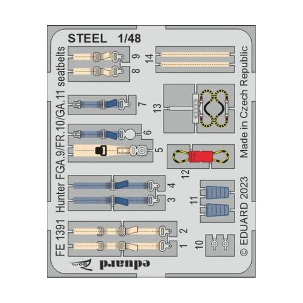 Hunter FGA.9/FR.10/GA.11 seatbelts STEEL 1/48 AIRFIX, 1/48 - Eduard...
