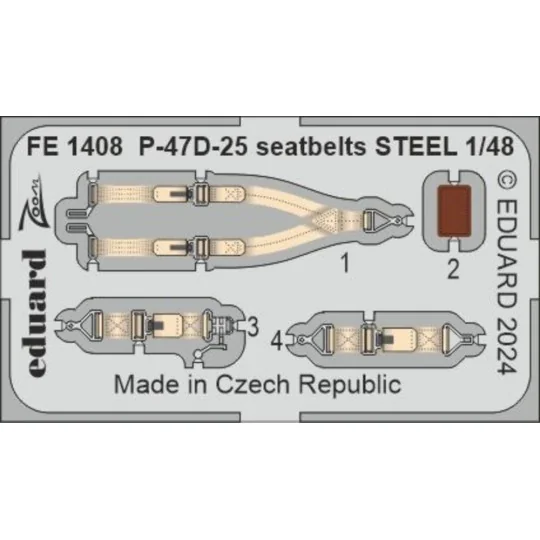 P-47D-25 seatbelts STEEL, 1/48 - Eduard Accessories FE1408