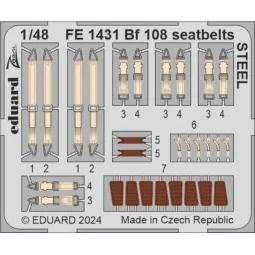 Bf 108 seatbelts STEEL 1/48 EDUARD - Eduard Accessories FE1431