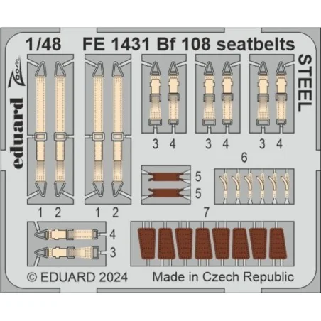 Bf 108 seatbelts STEEL 1/48 EDUARD, 1/48 - Eduard Accessories FE1431