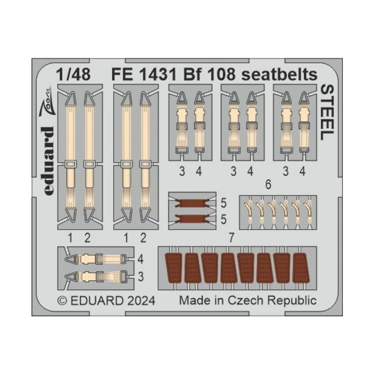 Bf 108 seatbelts STEEL 1/48 EDUARD, 1/48 - Eduard Accessories FE1431 Bf 108 seatbelts STEEL 1/48 EDUARD, 1/48 - Eduard Accessories FE1431